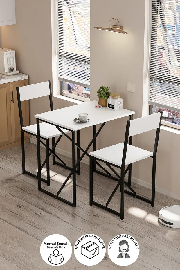 2li Mutfak Seti Mutfak Masa ve Sandalye Seti Balkon Masası Cafe Seti Maysa Beyaz